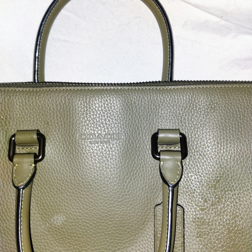 Coach Olive Green Pebbled Leather Satchel